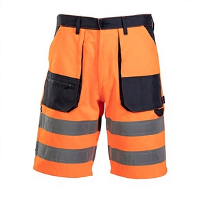 Shorts de travail haute visibilité pour hommes, réfléchissants, ajustables, respirants, en tissu de coton, pour vêtements de travail extérieurs haute visibilité - Product Image 1