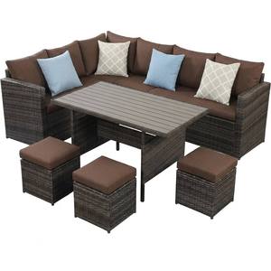 Conjunto de Muebles de Ratán para Exteriores, Resistente, Espacioso, con Cojines Suaves Desmontables, para Conversar y Comer al Aire Libre, Ideal para el Hogar, el Patio Trasero o Fiestas - Product Image 1
