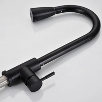 Robinet de cuisine monocommande noir mat en laiton avec douchette extractible et cartouche céramique