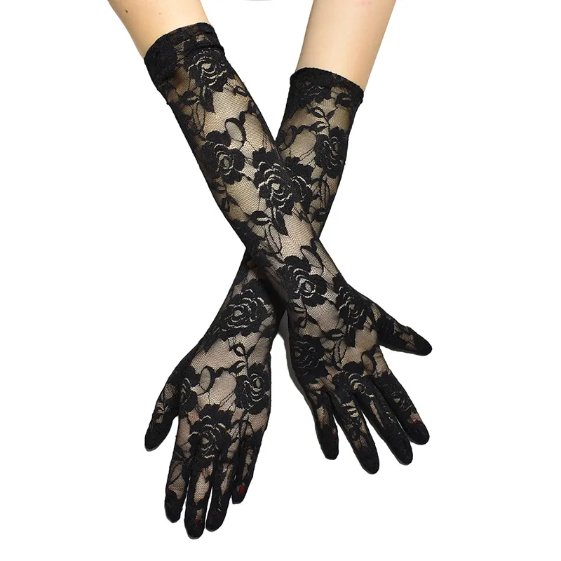 Gants de mariée en dentelle Jacquard pour femmes, 10 pièces, Design floral, manches longues, décoration florale, fête de mariage