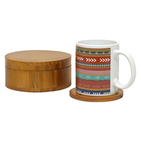 Ensemble de 3 sous-verres ronds en bois massif avec boîte en bois, ensemble cadeau, sous-verres pour table, décoration de bar à domicile, taille personnalisée