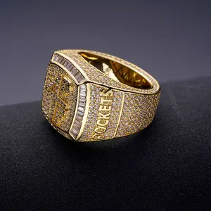 Hoge Kwaliteit Oorspronkelijk Heren Hiphop Goud Full Zirkoon Diamanten Letter Initiële Ringen