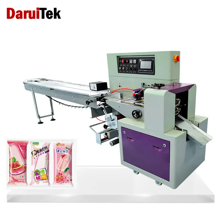 horizontally 250 fruits packaging flow wrapper machine pillow seal machine nylon packaging machines for ice cream