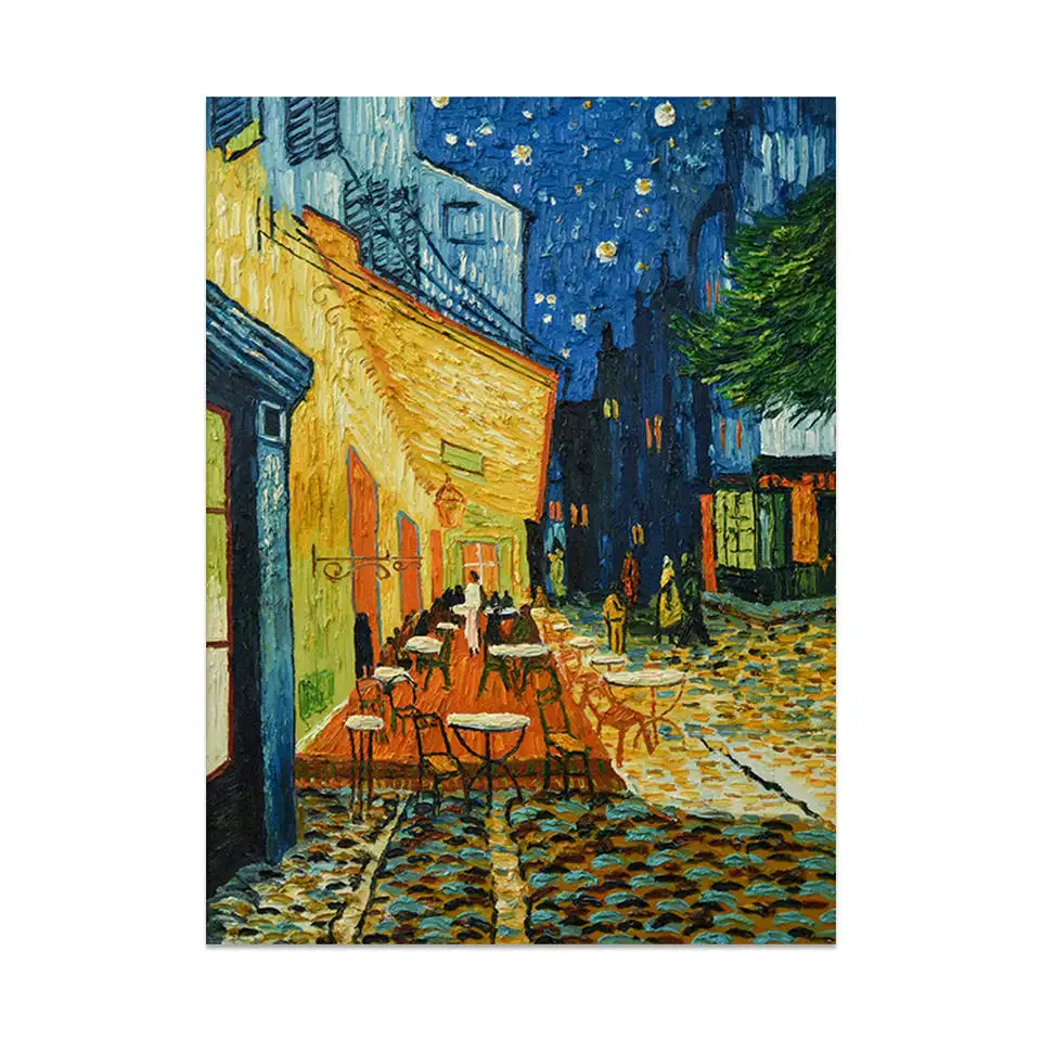 Handmade Famous Canvas Art Cafe Terrace Van Gogh Reproductions Oil Painting