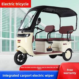 Tricycle électrique pour usage domestique, <span class=keywords><strong>petite</strong></span> <span class=keywords><strong>taille</strong></span>, pour femmes, personnes âgées, transport de marchandises, ramassage d'enfants, véhicule récréatif avec auvent ouvert - Product Image 2