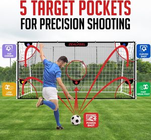 Attrezzatura per Allenamento di Tiro all'Ingrosso, Rete da Calcio Portatile 12x6ft con 5 Zone di Punteggio - Product Image 1