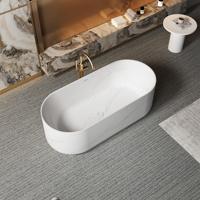 Baignoire autoportante ovale moderne personnalisée en marbre naturel, surface solide texturée, massage à air pour salle de bain haut de gamme