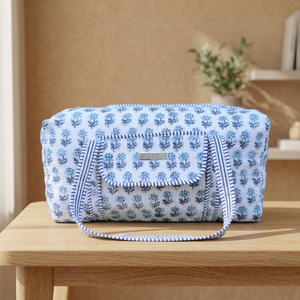 Sac de voyage matelassé en coton à imprimé floral, écologique, de luxe, pour le sport et les week-ends, léger et grande capacité - Product Image 1