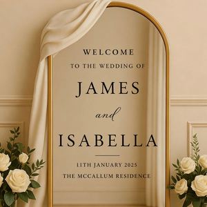 DIY Wedding <b>Mirror</b> Decal Custom Vinyl <b>Sticker</b> with Personalized Names & Dates Waterproof & Removable Wedding Entrance Decor - Product Image 4