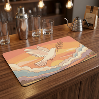 Tapis de bar rétro années 70 avec motif colombe de la paix, antidérapant, imperméable et résistant à la chaleur, pour la maison, le bar ou le coin café