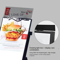Support d'affichage extérieur imperméable en aluminium carré double face sur pied avec boîtes lumineuses publicitaires LED en verre trempé pour thé au lait