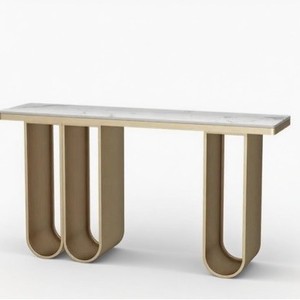 Table <span class=keywords><strong>console</strong></span> moderne de luxe en bois massif, durable et stable, avec structure en acier inoxydable pour salon, entrée et couloir - Product Image 4