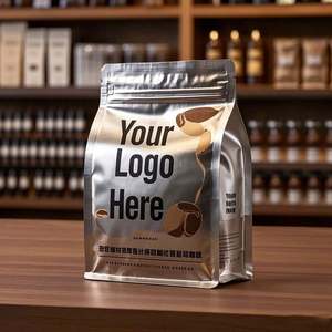 Sacs d'emballage alimentaire pour animaux de compagnie en plastique à fond plat de qualité supérieure fermeture à glissière refermable impression hélio personnalisée étanche à l'humidité pour café/épices - Product Image 1