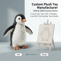 Adorable Peluche Pingouin Kawaii Douce et Moelleuse Noire et Blanche, Animal en Peluche Mignon, Poupée en Peluche Oiseau, Cadeau Personnalisé, Faible MOQ, OEM ODM