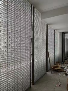 JYG White <span class=keywords><strong>Clear</strong></span> Crystal <span class=keywords><strong>Glass</strong></span> Tijolo 50*100*200mm Atacado para Sala de Estar Hotel Staircase Entry Building Decoração com Buracos - Product Image 6