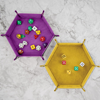 Plateau à dés pliable en cuir PU hexagonal, écologique, durable, pour accessoires de DND