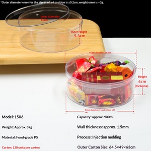 Caja de plástico transparente redonda sin olor de calidad alimentaria, caja redonda grande de 1000ML para ensalada de frutas, galletas, alimentos secos, embalaje de regalo - Product Image 3