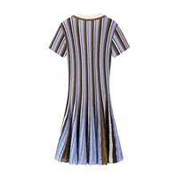 SHENZHU 2026 Robe d'été style preppy coupe ajustée, col rayé color block, manches courtes, coupe trapèze 8779141