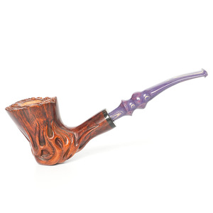 Muxiang Handmade Briarwood Tobacco Pipes Free Style Flame Pattern Solid Wood Smoking Pipe - Product Image 5
