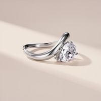 Bague en argent sterling 925 plaqué or vermeil sur mesure avec moissanite taille poire, bijoux fins pour femme, cadeau de mariage, vente en gros