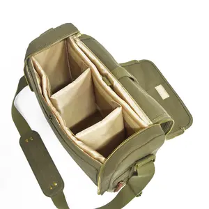 Sac à bandoulière en toile verte durable pour appareil photo DSLR