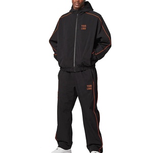 HEALY Survêtement décontracté personnalisable pour homme, veste coupe-vent intégrale en polyester et nylon avec taille élastique - Product Image 1