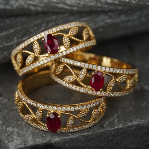อาซูโอ 18K ทองคำแท้สีเหลืองหรูหรา ประดับทับทิมธรรมชาติทรงรี เพชรแท้ ของขวัญสำหรับผู้หญิง สวมใส่ได้ทุกวัน สวยงามคลาสสิก เครื่องประดับ Au750 - Product Image 2