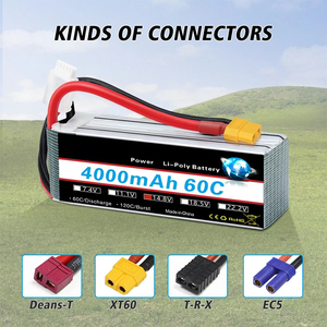 סוללת ליתיום-פולימר אוניברסלית 14.8V 4S 4000mAh 60C עם מחבר XT60 למכוניות מרוץ RC, משאיות, סירות ורחפנים מקצועיים 503040 - Product Image 3