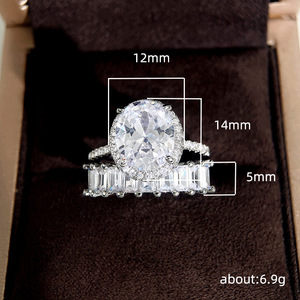 Set di Anelli Principessa con Zirconi Ovali per Donne, Gioielli di Lusso Scintillanti per Feste - Product Image 5