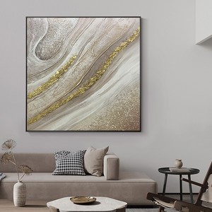 Hand Painted Oil Painting With Gold Foil Texture Modern Minimalist Living Room Vertical Wall <b>Art</b> Metal Frame Decorative Painting - Product Image 4