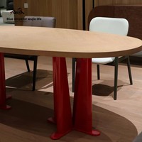 Table à manger ovale minimaliste italienne en bois massif, personnalisable, assemblage requis, pour usage domestique et hôtelier, mobilier de salle à manger
