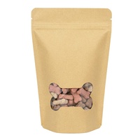 Sachets Doypack en papier kraft brun uni avec fermeture éclair et fenêtre découpée, en stock, pour emballage de friandises et biscuits pour animaux de compagnie, thermoscellables, pour petites entreprises