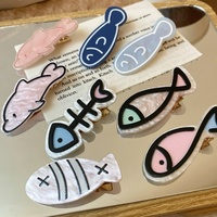 Pince à cheveux artisanale en acétate motif poisson et dauphin de dessin animé pour enfants - Cadeau ludique pour les petites filles, idéal pour les mèches avant et les franges