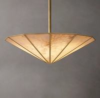 Luminaire suspendu géométrique en albâtre naturel de luxe sur mesure avec cadre en laiton pour salle à manger, salon, hôtel, villa