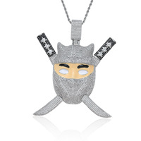 YYN Collier Assassin en Cuivre avec Émail et Zircon Micro-incrusté, Pendentif Épée, Chaîne Bambou Hip-Hop, Bijou Tendance Rétractable