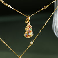 Collier pendentif gourde en alliage d'or et zircon pour femme TANGPEI, bijoux tendance