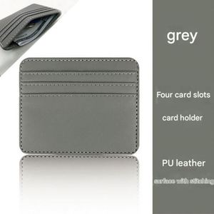 Porte-cartes multi-cartes en similicuir de couleur unie, porte-cartes à 4 emplacements, porte-monnaie, designs de logo personnalisés - Product Image 3