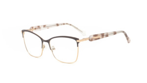 Lunettes œil <span class=keywords><strong>de</strong></span> chat semi-cerclées noir-or sophistiquées, la monture en métal contrasté allie le glamour rétro à l'élégance moderne du bureau - Product Image 3