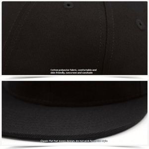 Custom Hip-Hop <b>Flat</b> Rim Baseball Hat for <b>Men</b> Women Street Sunshade <b>Cap</b> Polyester Velour Casual <b>Flat</b> Rim Fitted Hat - Product Image 4