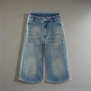 กางเกงยีนส์ขาสั้นของผู้ชายทรงหลวมแบบลำลองกางเกงขาสั้นสำหรับฤดูใบไม้ผลิฤดูร้อนแบบกำหนดเอง - Product Image 1