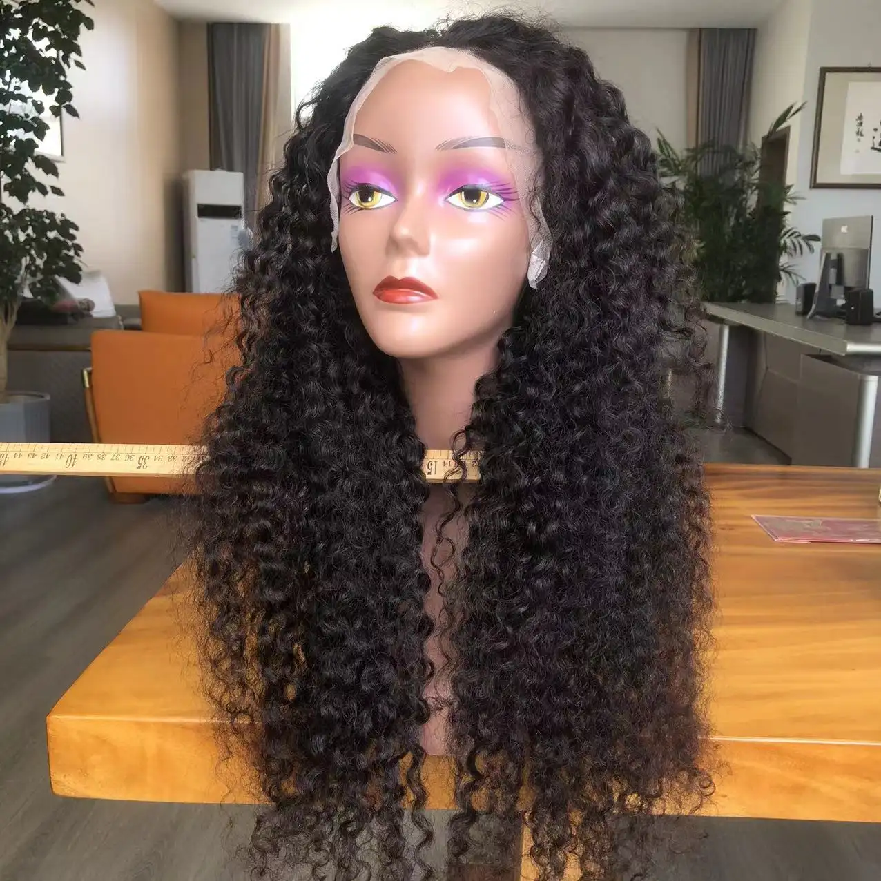 Deep water Curly Lace Front Wigs Human Hair 13x4 Lace Frontal Wigs for Black Women with Baby Hair Adjustable Straps
