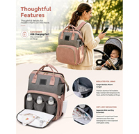 Sac à dos pour couches avec station de change 25L, sac multifonctionnel pour bébé, 12 poches, port USB, poches isothermes pour maman et papa