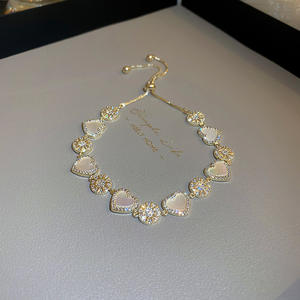 Brazalete de lujo de cristal de circón con flor ostentosa colorida, chapado en plata, forma Floral de moda, latón hecho principalmente para niñas - Product Image 2