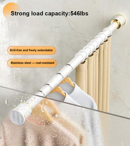 Barre de tension antidérapante en acier inoxydable avec poignée en silicone, <span class=keywords><strong>extensible</strong></span>, robuste, capacité de charge de 300 lb, <span class=keywords><strong>sans</strong></span> <span class=keywords><strong>perçage</strong></span>, pour salle de bain - Product Image 5