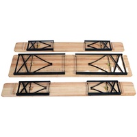 Ensemble de 3 tables pliantes en bois massif modernes avec structure en métal pour l'extérieur, le patio, le jardin, les pique-niques CNLF