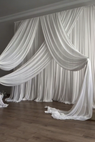 Voilage simple en tissu de soie de lait extensible à motif floral pour rideau de fond à passe-tringle, rideau élégant et romantique pour décoration de mariage