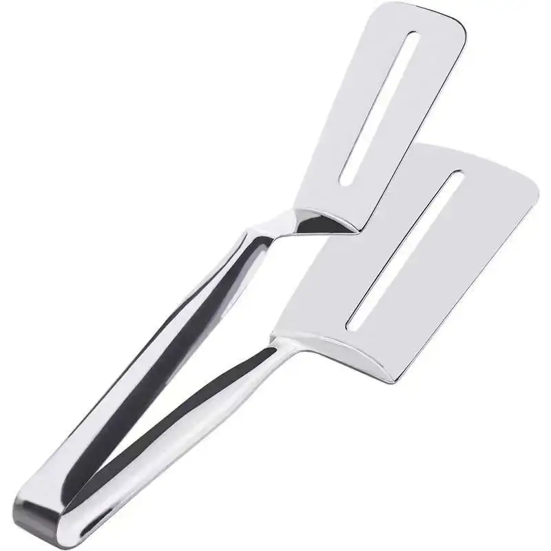 Whole sale Stainless Steel 201 Spatula BBQ Bread Steak Tongs Clip Fried Fish Shovel Clip Clamps Food Tong