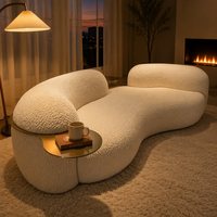 Canapé en laine d'agneau italien minimaliste en forme de pois, trois places, avec design multifonctionnel pour salon