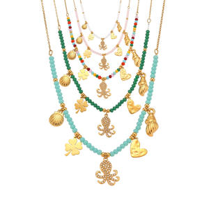 Collier ras du cou bohème en pierres naturelles avec pendentif en forme de gland de la <span class=keywords><strong>série</strong></span> Ocean en diamant - Product Image 1