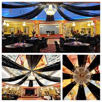 Rideaux de plafond noir arc de mariage drapé 5FTx20FT rideaux de tente pour événements pure cérémonie auvent rideaux de plafond tulle draperie